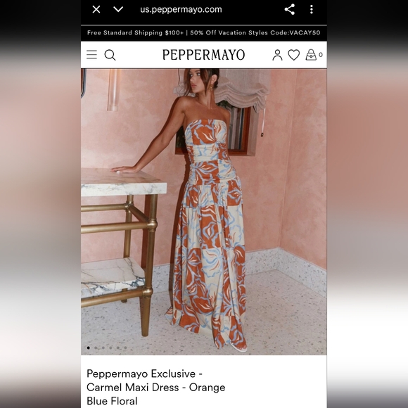 Peppermayo Strapless Orange Blue Dress - Picture 2 of 4